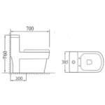 Bồn cầu liền khối bằng sứ trắng sáng (BCK - 06) - Image 3