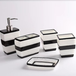 Bộ 5 sản phẩm decor phòng tắm sọc đen trắng độc lạ - DC 007